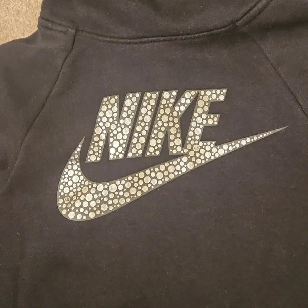 Nike Women's Silver Pattern Logo Pullover Hoodie w/ Funnel Neck Size S
